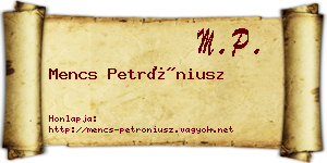Mencs Petróniusz névjegykártya